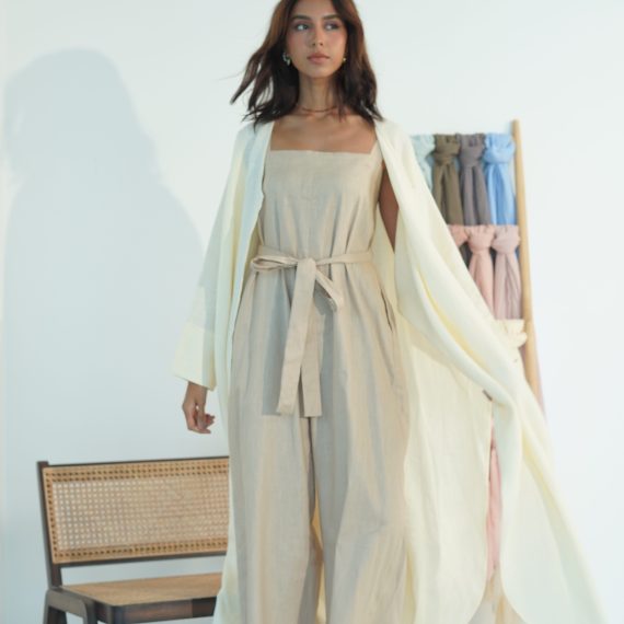 Collarless Duster Coat LinXLeenoda